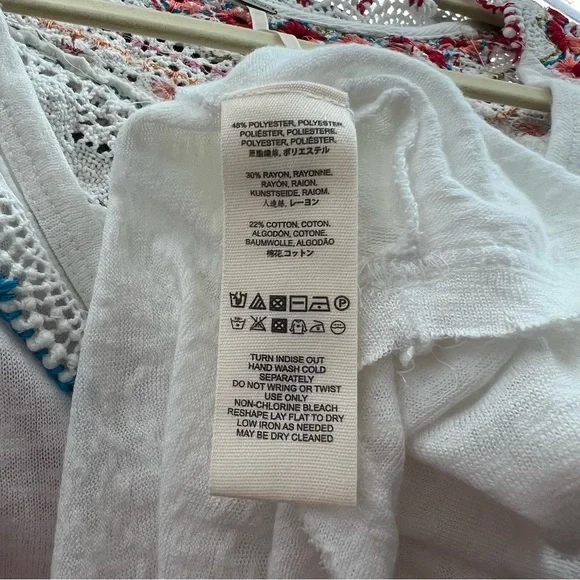 Free People Siesta Fiesta Embroidered Boho Knit Top Peasant Henley Med - Picture 11 of 12